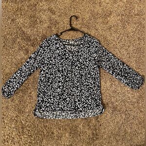 Black and White Leaf Pattern Office Blouse
